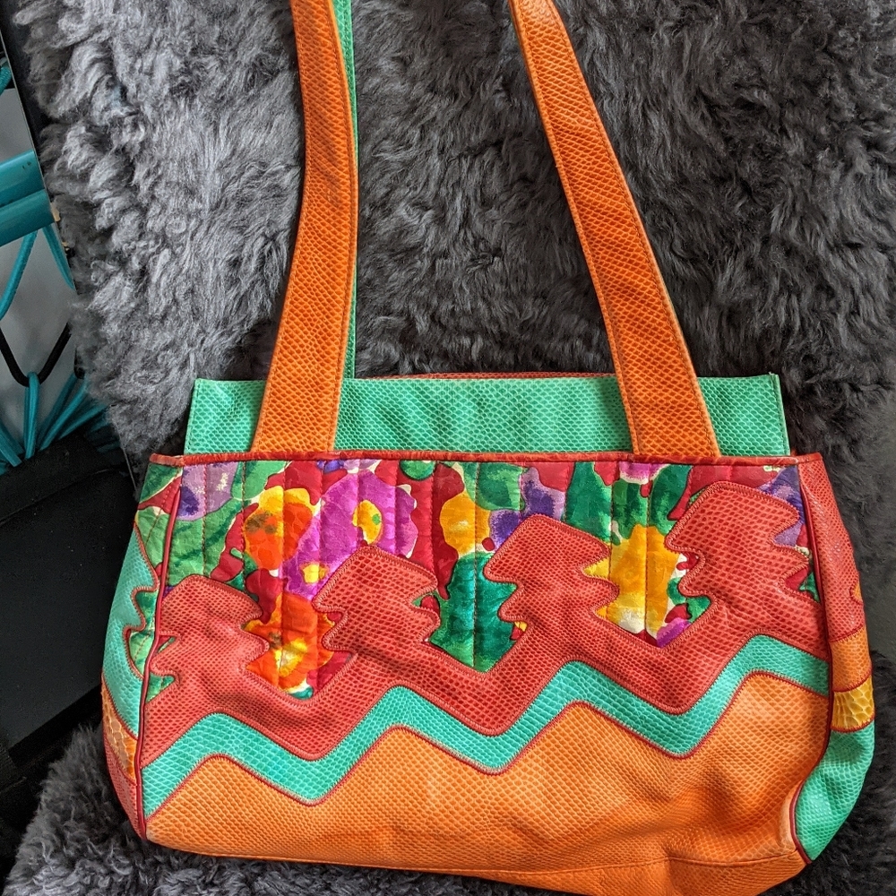 Vintage Sharif orange green red handbag